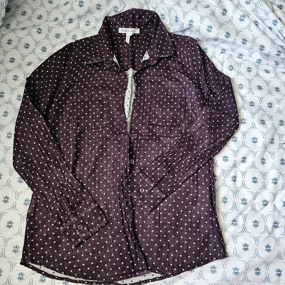 BCBGeneration Ladies Polkadot button shirt Wine red size S